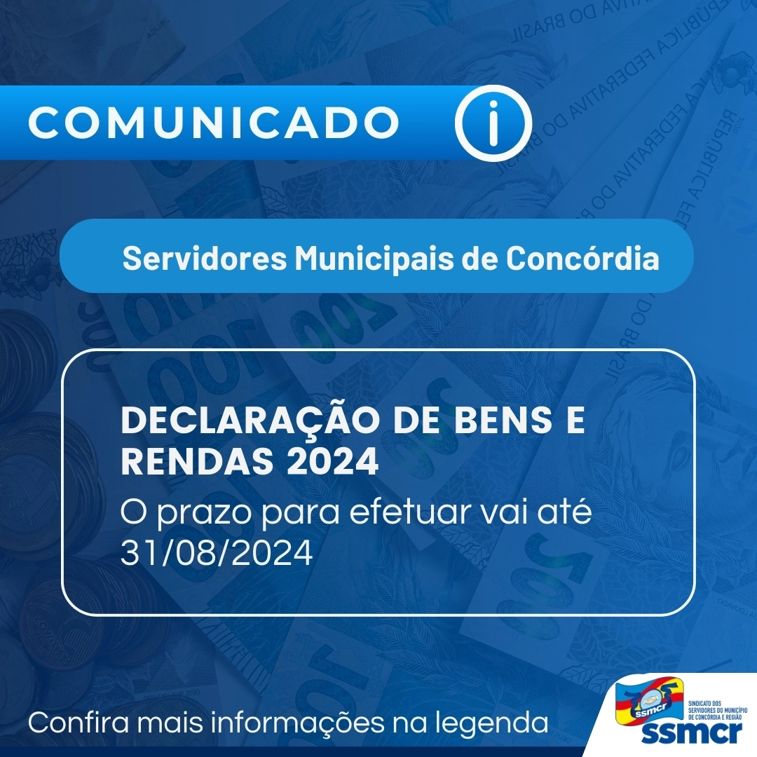 ATENÇÃO SERVIDOR MUNICIPAL DE CONCÓRDIA - DECLARAÇÃO DE BENS E VALORES 2024!!!