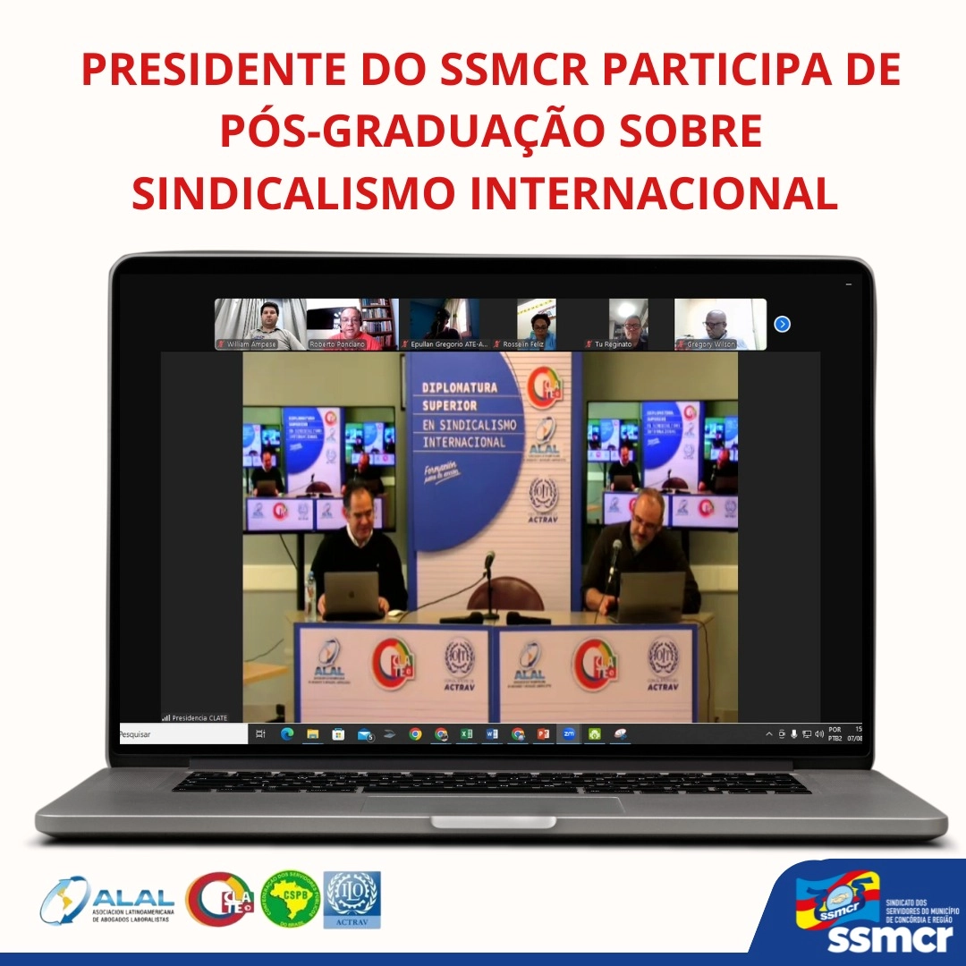 PRESIDENTE DO SSMCR PARTICIPA DE PÓS-GRADUAÇÃO SOBRE SINDICALISMO INTERNACIONAL 📚