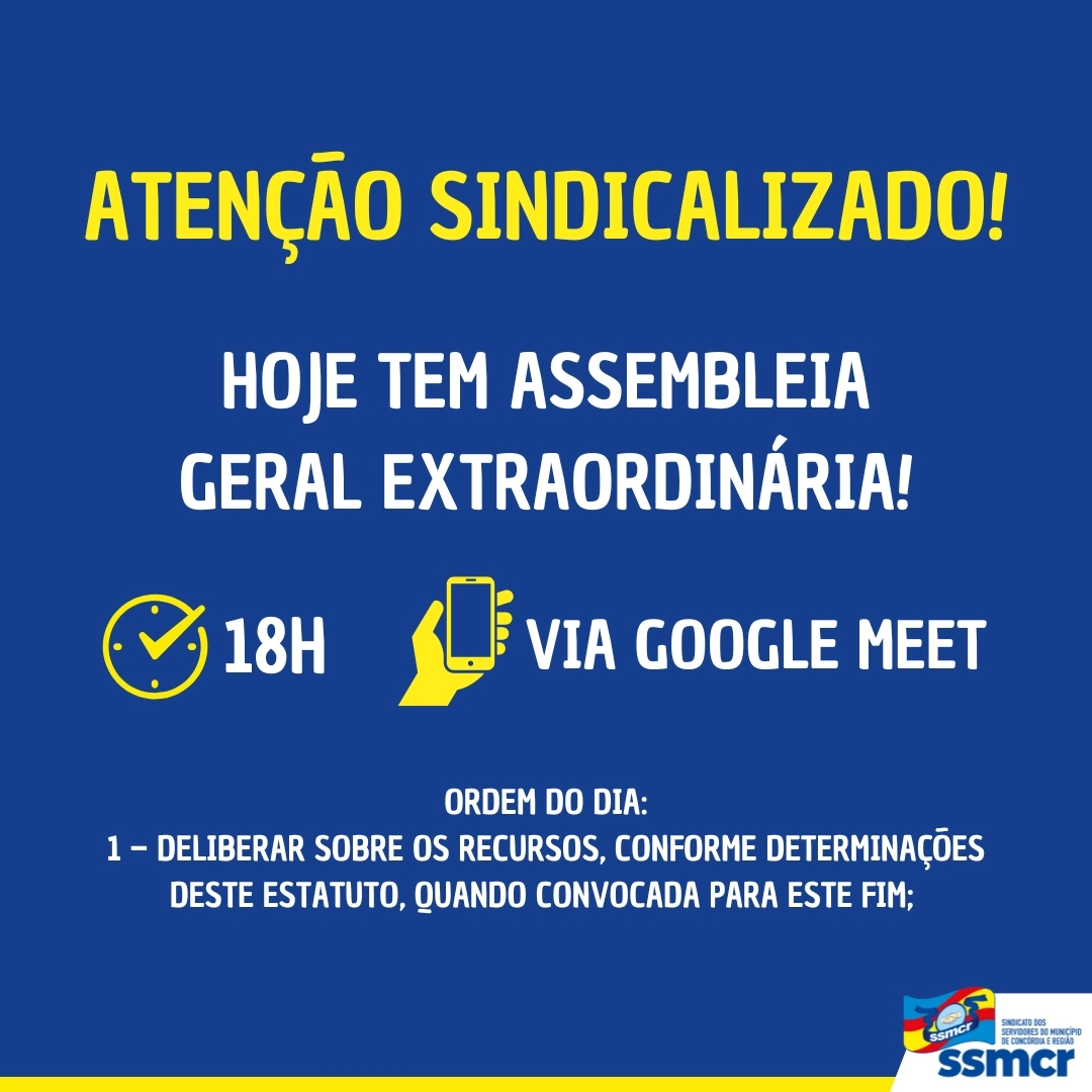 HOJE TEM ASSEMBLEIA ON-LINE!