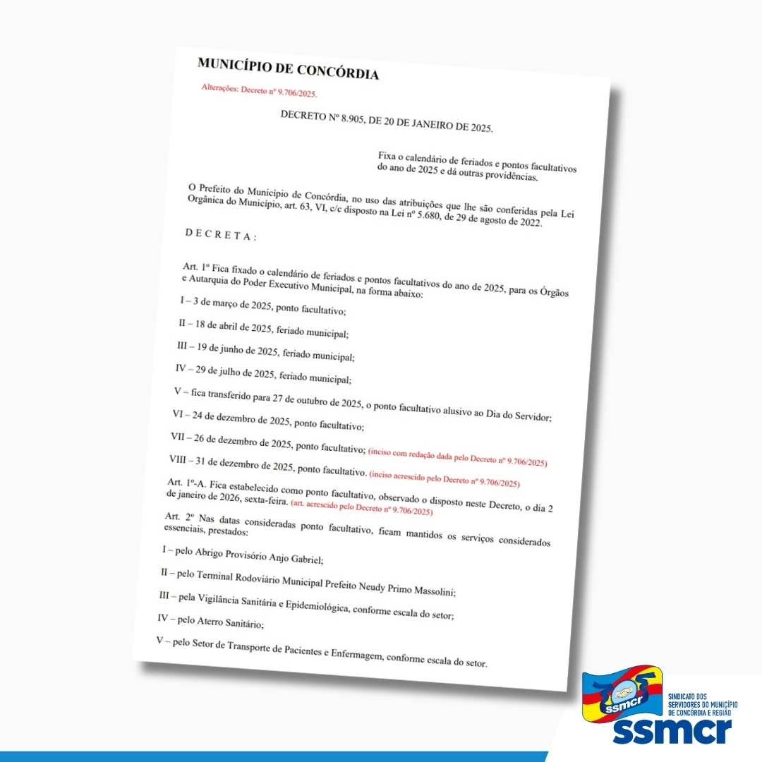 Servidores de Concórdia: fiquem atentos aos pontos facult...